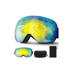 MIXIU 스키 고글 UV400 자외선 차단 구면 렌즈 김서림 방지 넓은 시야 올 시즌 사용 가능 스노보드/스키 운동 적합 미끄럼 방지 벨트 수납 가방 포함 (골