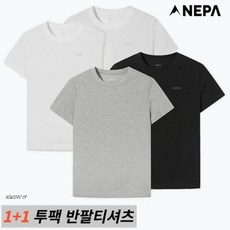 네파_NEPA_남녀공용 1+1(2장1SET) 데오드란트 테이프를 적용하여 더욱 쾌적하게 착용 가능한 레귤러 핏 데일리 C/P 반팔 라운드 티셔츠 팩