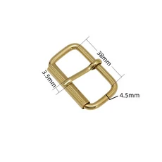 1조각 황동 롤러 버클 힐 바 엔드 직사각형 가죽 공예 벨트 스트랩 웨빙 용 단일 핀, 02 inner width 38mm