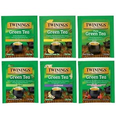 twinings 트와이닝 트윙스 녹차 티백 샘플러 모음 버라이어티 팩 18개 차 애호가를 위한 6가지 맛 그녀 그 여성 남성 커플 가족 친구 동료 166673, 18 Count, 1개