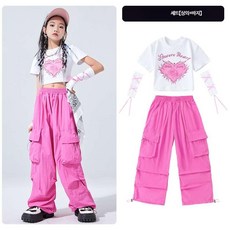 초등 방송 댄스복 핑크 여아 초등학생 걸그룹 귀여운 댄스의상 걸스힙합