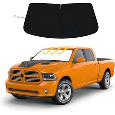 2025년형 자동차 윈드실드 선쉐이드 2026 도요타 캠리 | 전면 유리창 선바이저 310T 반사 폴리에스터 자외선 단열 보호 접이식 및 수납 파우치 포함, Fit 2009-2018 RAM, 1개