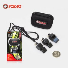 폭스40 휘슬 3종세트 6906-0500 호루라기 호각줄 포함, 1개, 블랙