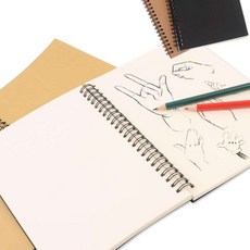 스케치 노트 공책 연습장 그림일기장 드로잉북, 브라운+화이트