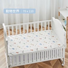 Muslin tree 紗布隔尿墊 台灣現貨 獨立包裝 嬰兒換尿布墊 防水透氣 寶寶床墊 外出隔尿墊, 008 動物世界（大）70x110cm, 1個