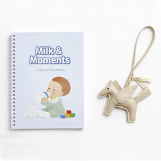 루모 말띠 아기 수유일지 A5 말키링 출산선물 기획상품, 1개, 스카이블루 백마