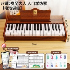미니 피아노 25건 2옥타브 연습용, 37건반 호두색 (배터리)