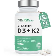 Love Life Supplements 러브라이프서플리먼트 비타민 D3 K2 캡슐 3000iu, 1개, 60정