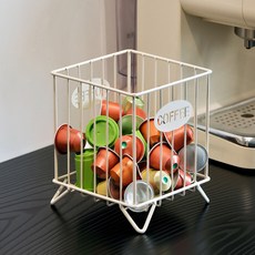 커피 캡슐 정리 바스켓 과일 바구니 간식 사탕 보관함 테이블 데스크 장식용 바스켓 고급스러운 디자인의 프루트 바스켓 책상 소품 정리함 홈 데코 소품, 1개, 2.화이트