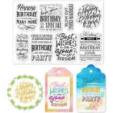DIY 핸드메이드 PVC 투명 스탬프 아름다운 축복 시리즈 카드만들기 스크랩북 소품 데코 시트 1장 16x11cm, 생일 축하