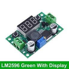 LM2596s DC-DC 스텝 다운 전원 공급 장치 모듈 3A 가변 스텝 다운 모듈 LM2596 전압 조정기 24V 12V 5V 3V MINI560 전자 부품 액세서리 소스, LM2596 Display Green