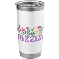 와일드플라워 플로럴 재즈린 이름 어머니의 날 여성 스테인리스 스틸 단열 텀블러, White, 20 Ounces