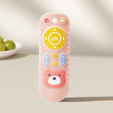 DFMEI 兒童食品級硅膠仿真遙控器牙膠磨牙安撫防吃手卡通遙控器牙膠, 1個, 如圖, 粉色