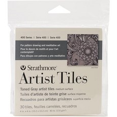 Strathmore Artist Tiles 20/Pkg-Bristol Vellum -62105970 4x4 화이트, 그레이 톤