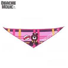 日本製【Beache】狗狗HOLIC格紋三角三角巾, 粉紅色,M, 1個