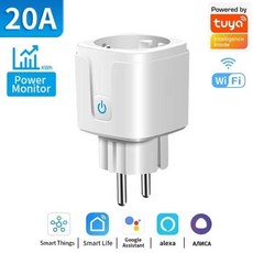 16A20A 투야 스마트 소켓 WiFi 지그비 3.0 EU 플러그 전력 모니터 타이밍 기능 음성 제어 알렉사 구글 홈 얀덱스 앨리스, 1)20A