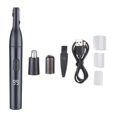 電動鼻毛修眉器二合一 Type C充電修眉刀, 黑色燈顯款二合一, 如圖所示