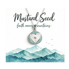 Peraca Cris 여성용 머스타드 씨앗 목걸이 신앙 기독교 하트 펜던트 골드 실버 미니멀리스트 데일리 주얼리 선물 라지 아연 보석 없음 219882