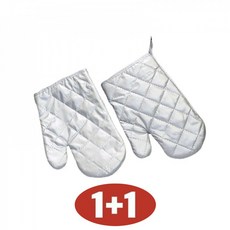 1+1 주방용 오븐장갑 내열 단열 장갑 화상 방지두꺼운 장갑세트, 1세트, 실버