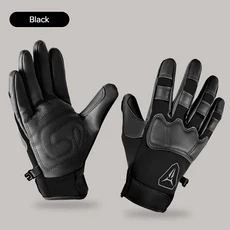 한 쌍 바이크 오토바이 가죽 장갑 여름 미튼 산악 자전거 레이싱 풀 핑거 사이클링 터치 스크린 내마모성 모터사이클, [01] Black