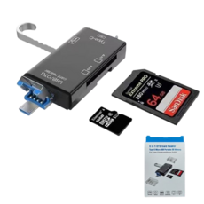 Type-C多功能六合一OTG讀卡機 - micro SD TF記憶卡讀卡器 電腦&手機讀卡器, 六合一 時尚黑, 1個
