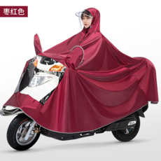 QUAN YAN 電動機車雨衣 男女款長版加大加厚遮腳專用雨披, 5XL, 單人【超大遮脚款】棗紅