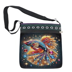 5D 다이아몬드 페인팅 숄더백 장미., 반짝이는 금붕어