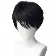 幸運星 動漫cos假髮 戀與製作人 李澤言 cosplay假髮 男女通用 角色扮演道具 送髮網, 1個, 深棕(動漫造型假髮會蓋到眼睛唷), 深棕