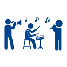 오피스왕국 음악 악기 음표 그래픽 스티커 music12, 오션블루