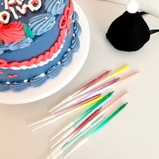 티드 빼빼로 그라데이션 펄 막대초 케이크 장식 케이크초 (6color / 2개 1set), 자주(2개 1set)