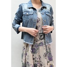 비꼴리끄 실크 배색 데님 자켓 550423