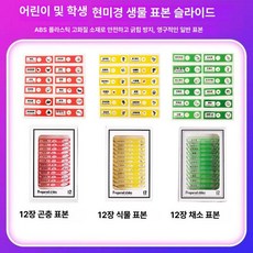프레파라트 48종 표본 실험도구 식물 현미경 체험, 36장 곤충 야채 B, 기본 색상