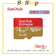 SanDisk Extreme microSDXC UHS-I (V30)(A2) 1TB 原廠公司貨 永久保固, 1個