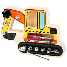 木製螺絲拆組交通教玩具 蒙特梭利兒童益智拆裝工具工程車玩具, Multicolor