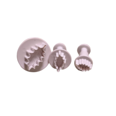 大祺百貨 聖誕葉彈簧壓模 三件套裝 壓花翻糖餅乾模具 烘焙裝飾, 白色, 1套