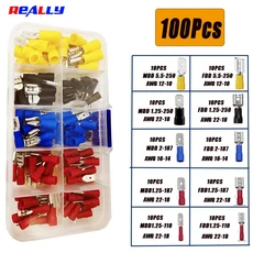 FDD MDD 절연 구리 스프링 터미널 콜드 프레스 남녀 삽 버트 자동차 스피커 와이어 커넥터 100개 270개FMDD 100PCS, Fmdd 100pcs