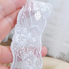 데코탑 스팽클띠 망사자수레이스모음 테이블자수매트 면토숀 모자장식띠 신상품 리폼, 스와니, 1개