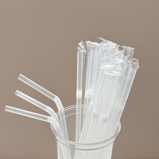 롱 자바라 플라스틱 빨대 7x250mm 투명 개별포장, 2세트, 500개입