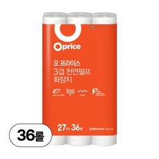 오프라이스 3겹 펄프 화장지 27m, 36롤, 1개