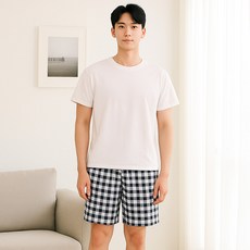 [보슈아] 남녀 하의5부 체크 파자마 국내산 홈웨어