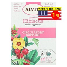 Alvita Teas 순환계 건강 관리 오가닉 히비스커스 허브 티 무카페인 16개입 32g 1개