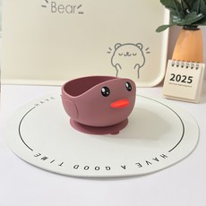 嬰兒硅膠蝸牛碗兒童輔食碗防摔吸盤碗可蒸煮輔食飯碗萌趣卡通碗, 1個, 紫紅色:如圖