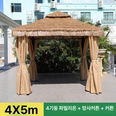 프라젯 방가로 방갈로 농막 마당 정자 원두막, 4x5m +메쉬+측면 커튼