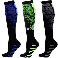 3쌍 로트 팩 압축 양말 러닝 남성 꽃 프린트 스타킹 스포츠 방지 대량, 01 L-XL, 16 MIX003-452