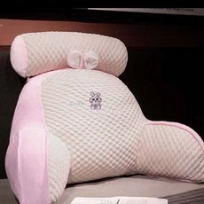 可拆洗涼感靠背靠枕 特大號腰靠枕 抬腿枕 冰絲護腰床頭靠墊, 粉色兔子【豆豆絨面料】有拉鍊,特大號靠枕+頭枕, 1