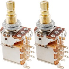 Musiclily Pro A250K 황동 포트 미터법 분할 표준 샤프트 9.5mm 푸시 오디오 테이퍼 포텐셔미터 일렉트릭 기타 베이스용 2개 세트 1980627, A500K 9.5mm