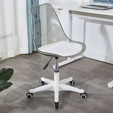 회의용 의자 바퀴달린 공부 학생 등받이 컴퓨터 사무실, 팔걸이 없음, 앰버 화이트 쿠션