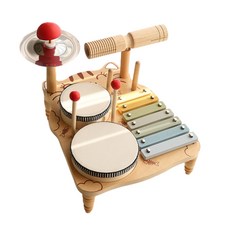 兒童木製音樂打擊樂器 多功能樂器玩具, 小貓音樂臺 1kg 木琴款, 1套