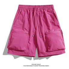 冰氧工裝短褲男夏季新款寬鬆運動中褲休閒五分褲, 無規格, 紫色
