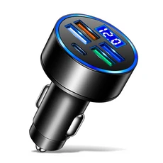 PD + QC 3.0 고속 충전 차량용 휴대폰 어댑터 4포트 USB 타입 퀵차지, 01 black
